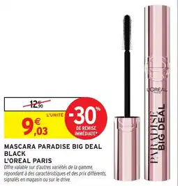 Intermarché Mascara paradise big deal black l'oreal paris offre