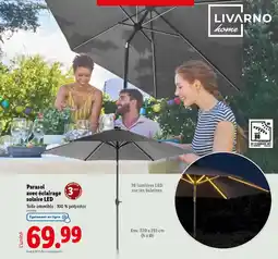 Lidl LIVARNO HOME Parasol avec éclairage solaire LED offre