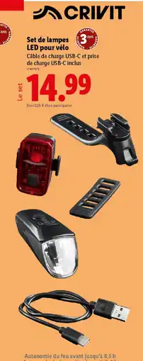 Lidl CRIVIT Set de lampes LED pour vélo offre