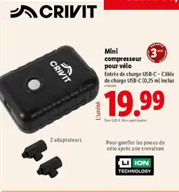 Lidl CRIVIT Mini compresseur pour vélo offre