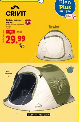 Lidl CRIVIT Tente de camping pop-up offre