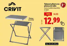 Lidl CRIVIT Tabouret pliant avec plateau de table offre