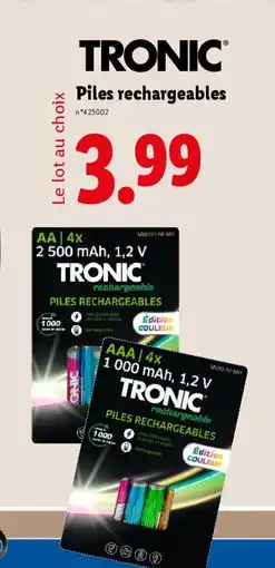 Lidl TRONIC Piles rechargeables offre