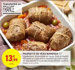 Intermarché Hyper Paupiette de veau marengo offre