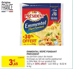 Intermarché Hyper Emmental rùpé fondant président offre