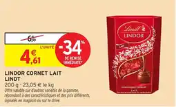 Intermarché Hyper Lindor cornet lait lindt offre