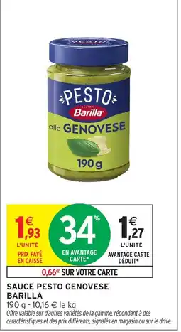 Intermarché Hyper Sauce pesto genovese barilla offre