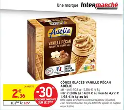 Intermarché Hyper Cônes glacés vanille pécan adélie offre