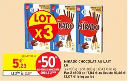 Intermarché Hyper Mikado chocolat au lait lu offre