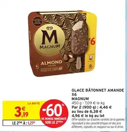 Intermarché Hyper Glace bâtonnet amande x6 magnum offre