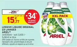 Intermarché Hyper Lessive liquide original 23 lavages ariel offre
