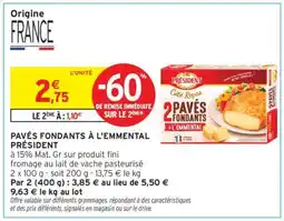 Intermarché Contact Pavés Fondants À L'emmental Président offre