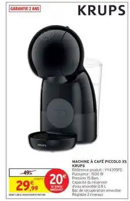 Intermarché Machine à café Piccolo XS Krups offre