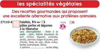Maximo Falafels, pâtes perles et légumes à la libanaise offre