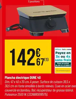 Bricorama cook'in garden Plancha électrique DUNE 40 offre