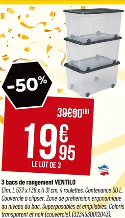 Bricorama VENTILO 3 bacs de rangement offre