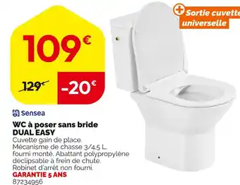 Weldom Sensea WC à poser sans bride DUAL EASY offre