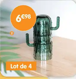 b&m Lot de 4 verres cactus offre