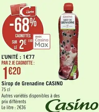 Géant Casino Casino sirop de grenadine offre