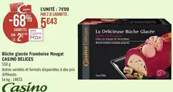 Géant Casino Casino delices bûche glacée framboise nougat offre