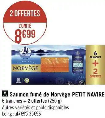 Petit navire saumon fumé de norvège