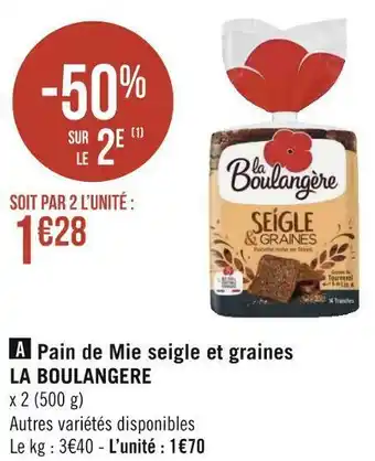 La boulangere pain de mie seigle et graines
