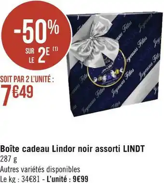 Géant Casino Lindt boîte cadeau lindor noir assorti offre