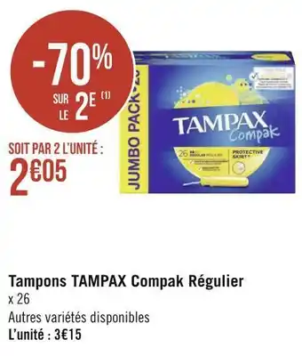 Géant Casino Tampax compak tampons régulier offre