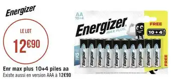 Energizer enr max plus 10+4 piles aa