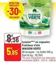 G20 Maison verte - lessive en capsules fraicheur d'été offre