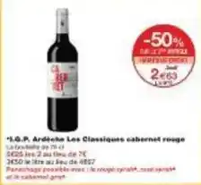 Monoprix L.g.p. ardoche les classiques cabernet rouge offre