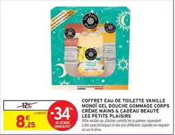 Intermarché Signal - coffret eau de toilette vanille monoi gel douche commage corps creme mains & cadeau beauté offre