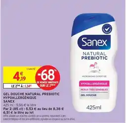 Intermarché Sanex - gel douche natural prebiotic hypoallergenique offre