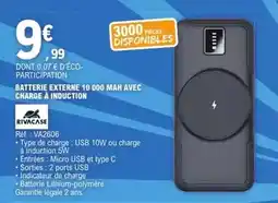 E.Leclerc Rivacase - batterie externe 10 000 mah avec charge a induction offre