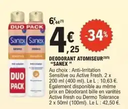 E.Leclerc Sanex - deodorant atomiseur offre