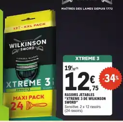 E.Leclerc Rasoirs jetables xtreme 3 de wilkinson sword offre