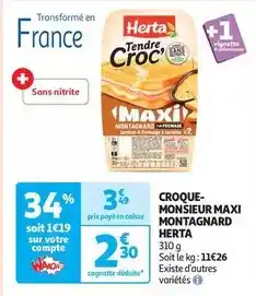 Auchan Supermarché Herta - croque- monsieur maxi montagnard offre