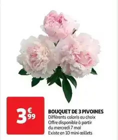Auchan Bouquet de 3 pivoines offre