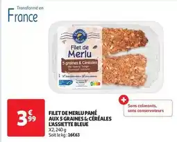 Auchan Assiette bleue - filet de merlu pane aux graines & cereales l'assiette bleue offre
