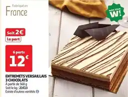 Auchan Entremets versaillais 3 chocolats offre
