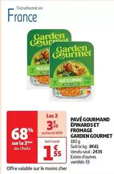 Auchan Garden gourmet - pavé gourmand épinards et fromage offre