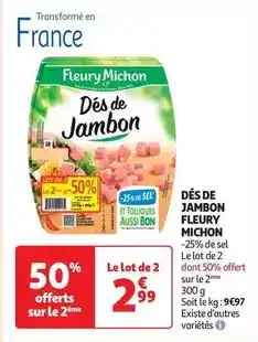 Auchan Fleury michon - dés de jambon offre