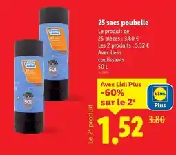 Lidl Purio - 25 sacs poubelle offre