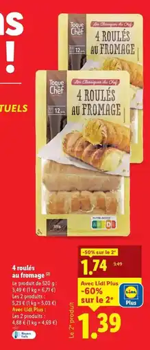 Lidl Toque du chef - 4 roulés au fromage offre
