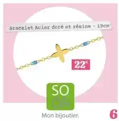 Cora x Carrefour Bracelet acier doré et résine offre