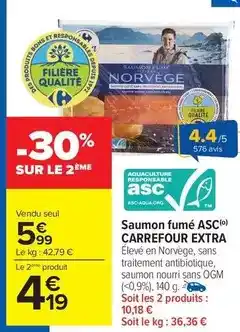 Carrefour Market Carrefour - saumon fumé asc offre