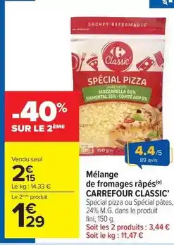 Carrefour Market Carrefour - mélange de fromages râpés offre