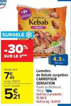 Carrefour Market Carrefour - lamelles de kebab surgelées offre