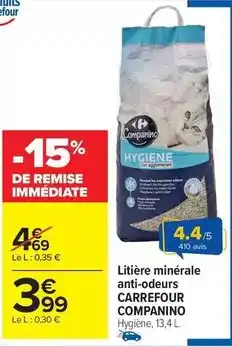 Carrefour Market Carrefour - litière minérale anti-odeurs offre
