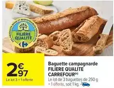 Carrefour Market Carrefour - baguette campagnarde filiere qualite offre